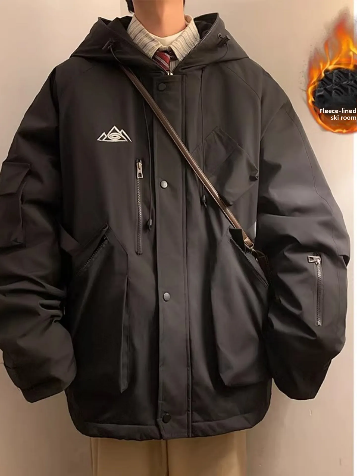 

Утепленная хлопковая куртка для мужчин: зимняя, для сноуборда, рабочая, водонепроницаемая, с множеством карманов, больших размеров, молодежная, модная, теплая