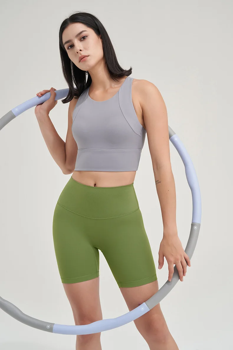 Seamless High-Waist Yoga Shorts for Women, Double-Sided Brushed Butt-Lifting Fitness Shorts, Quick-Dry Three-quarters Workout Sh