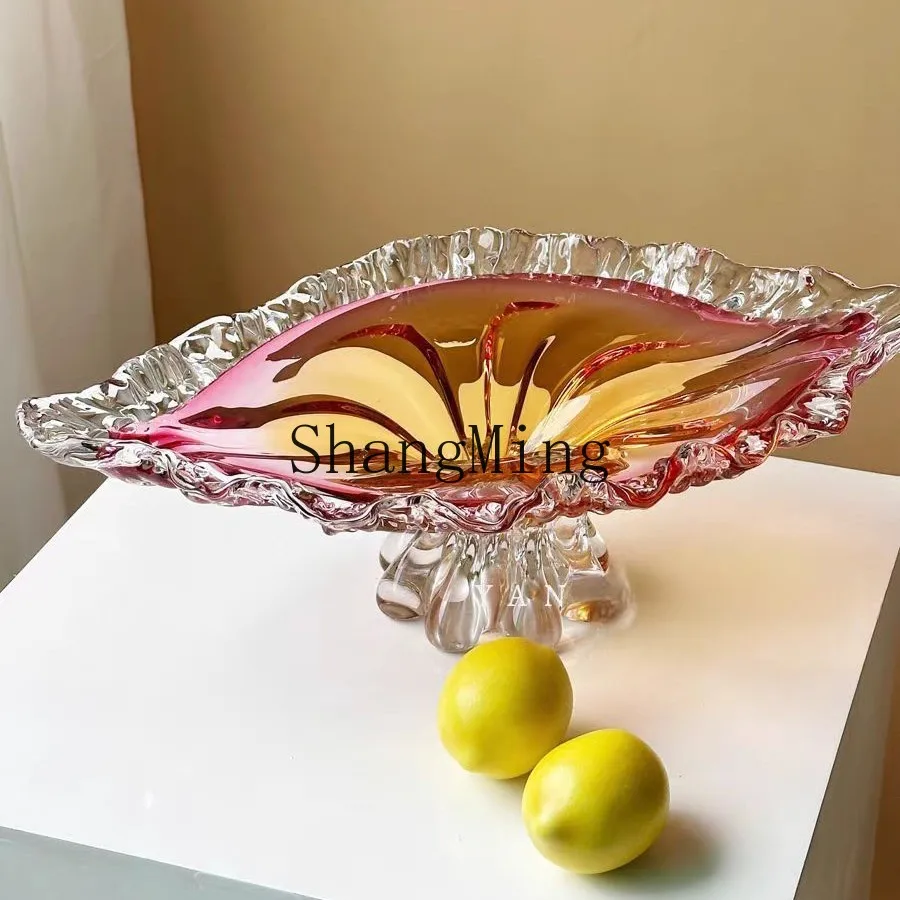 

CL Home High-end Light Luxury Creative Glass Fruit Plate Modern Large Crystal Glass High-end Tall Fruit Plate Model Room