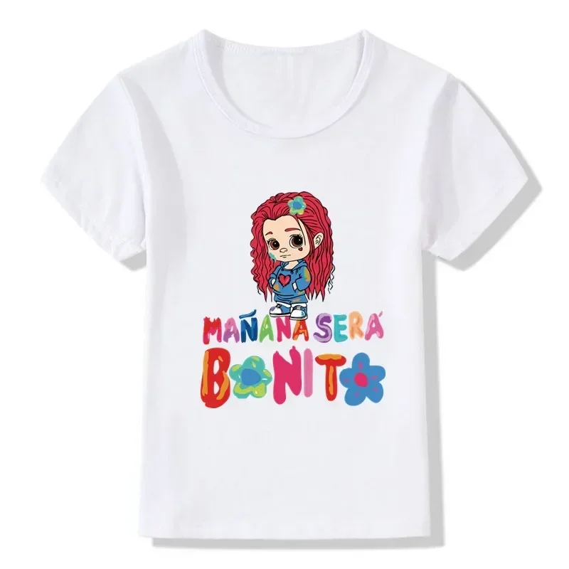 Summer Cotton Girl T-shirt Manana Sera Bonito Karol G Bichota Print Fashion Kids T Shirt Children Clothes Fashion Baby Tops Tees