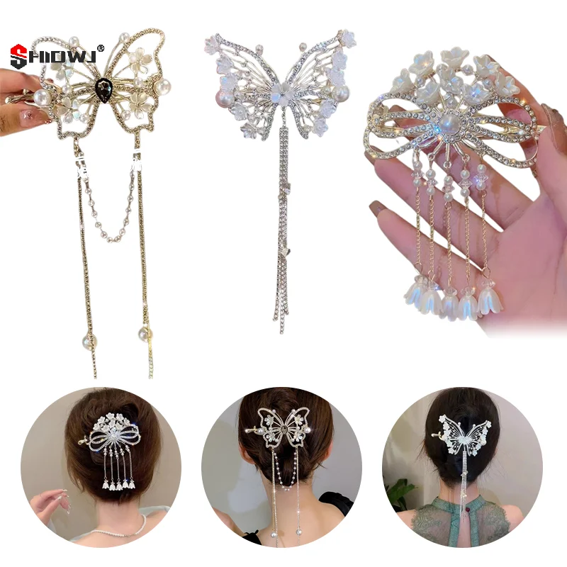 

Заколка в виде акулы и краба для девочек, заколка для волос, аксессуары для волос, корейские женские простые заколки для волос, заколка для волос с жемчужной кисточкой и бабочкой