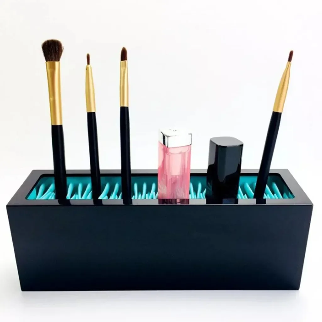 Makeup Brush Storage Box with Lid, Cosmetic Makeup Organizer, Eyebrow Pencil Storage Holder