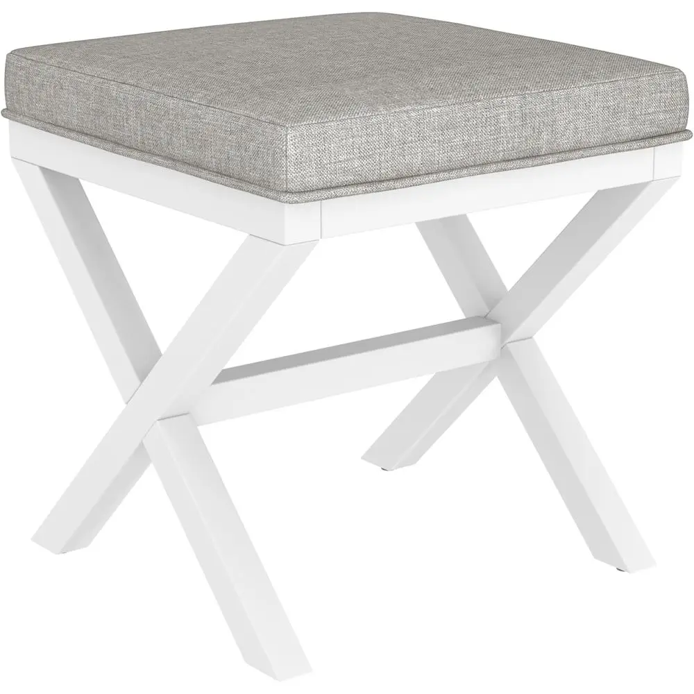 Hillsdale Somerset BacklWood Vanity Stool or Makeup Room or Bathroom, White