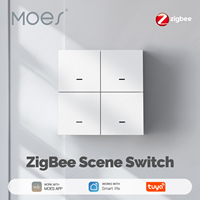 MOES ZigBee Scene Switch 4 Gang Wireless 12 Push Button Tuya Controller Automation Scenario Battery Powered Work with Smart Life