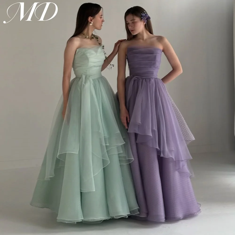 

MD Modern Strapless A-line Wedding Dress Tulle Sleeveless Pleat Korea Photo shoot Dress Floor-Length customised Prom Gown 2025