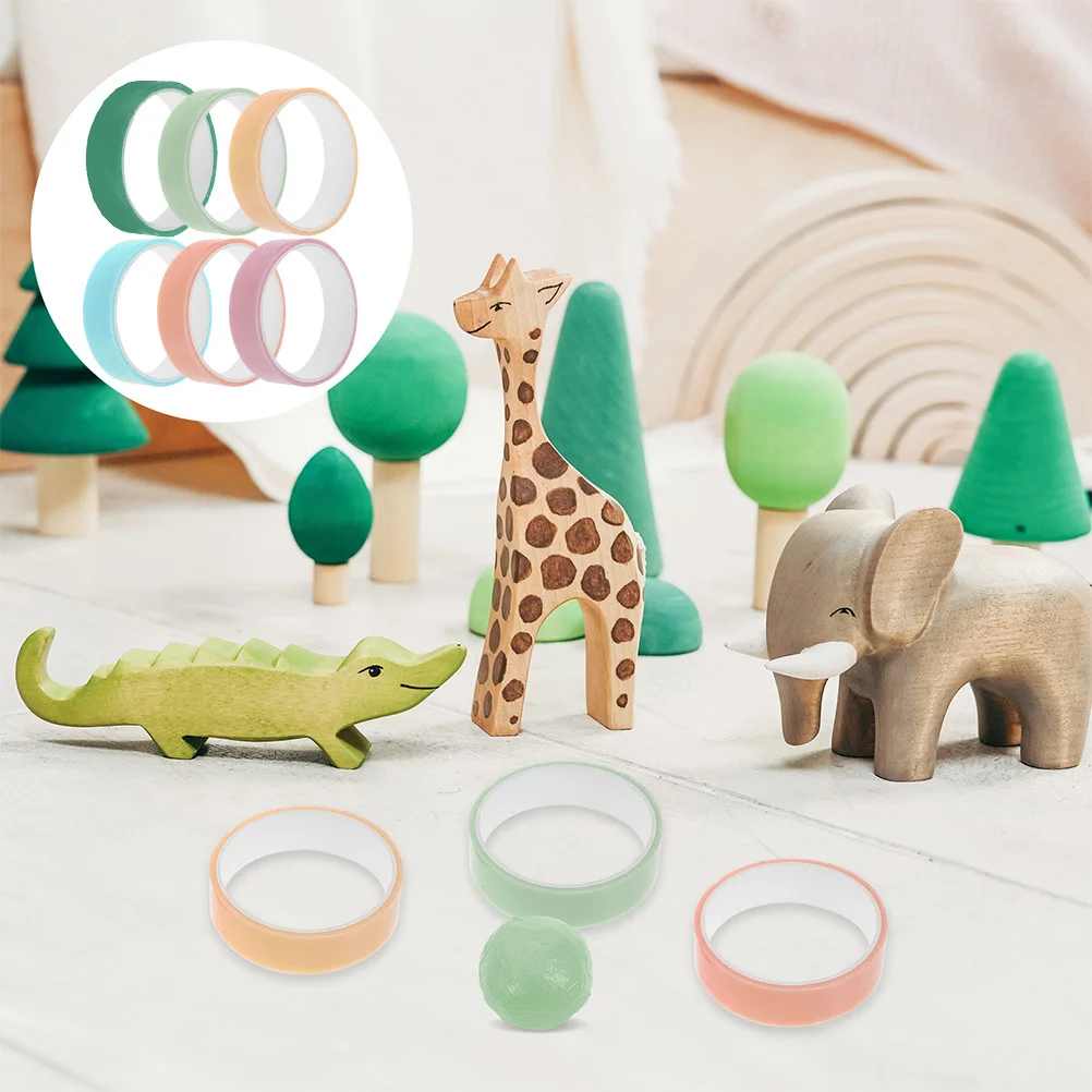 6 لفات من شريط الكرة اللزج الملون، أشرطة لاصقة لتخفيف التوتر، لعبة فيدجيت كرافت، مريحة ومحمولة للأطفال والكبار