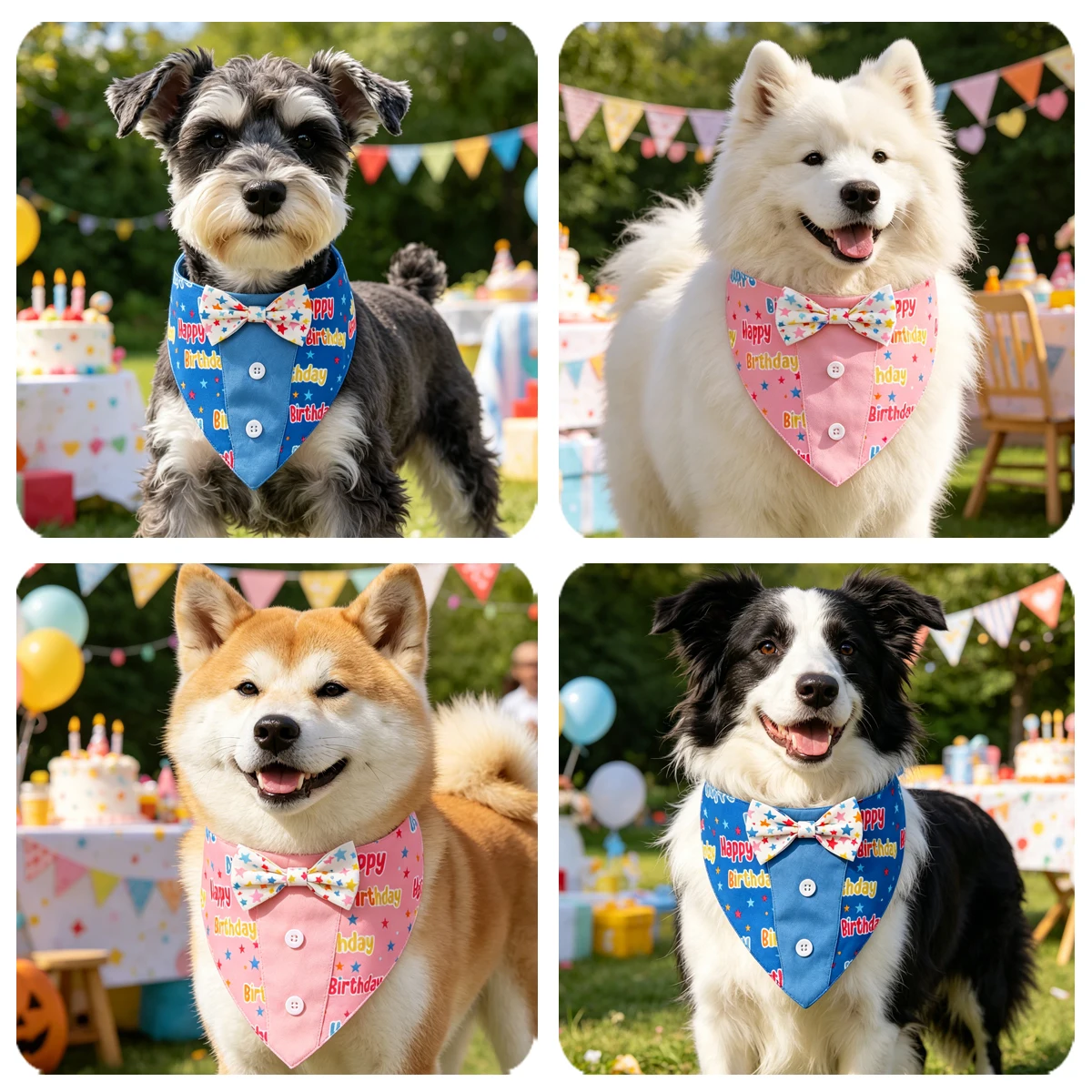 Sucado Geburtstagskostüm für Hunde, Verstellbarer Smoking mit 'Happy Birthday' Aufdruck, Fliege und Halstuch für Hunde – Detail 12