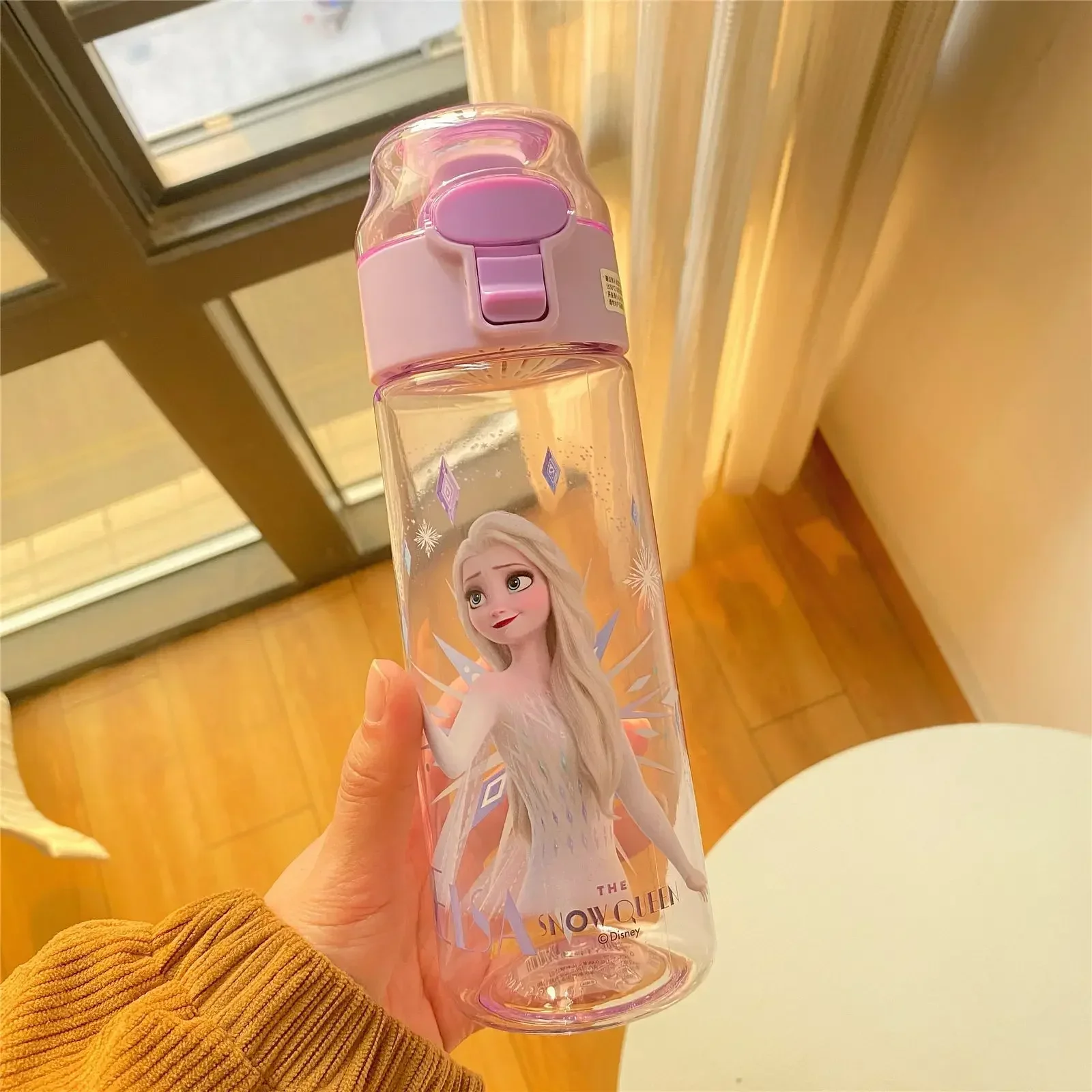 550mL Disney Stitch Water Plastic Cup Cartoon Kawaii Summer Water Bottle School High Appearance Level Handy Cup Students Gifts