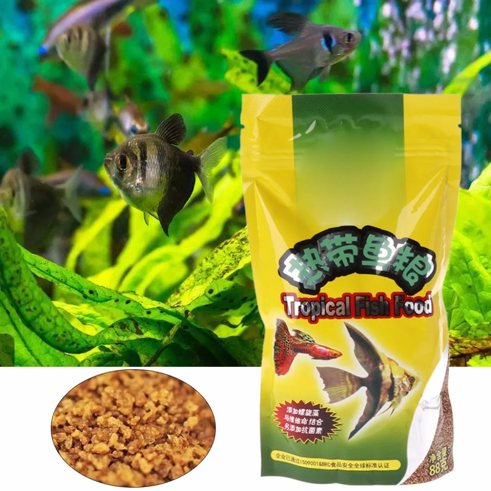 Tanque de Acuario, comida para peces tropicales, grano de alimentación para peces pequeños, 98g, Comida para peces deliciosa especialmente para guppy, peces linterna 2019 caliente, 1 bolsa