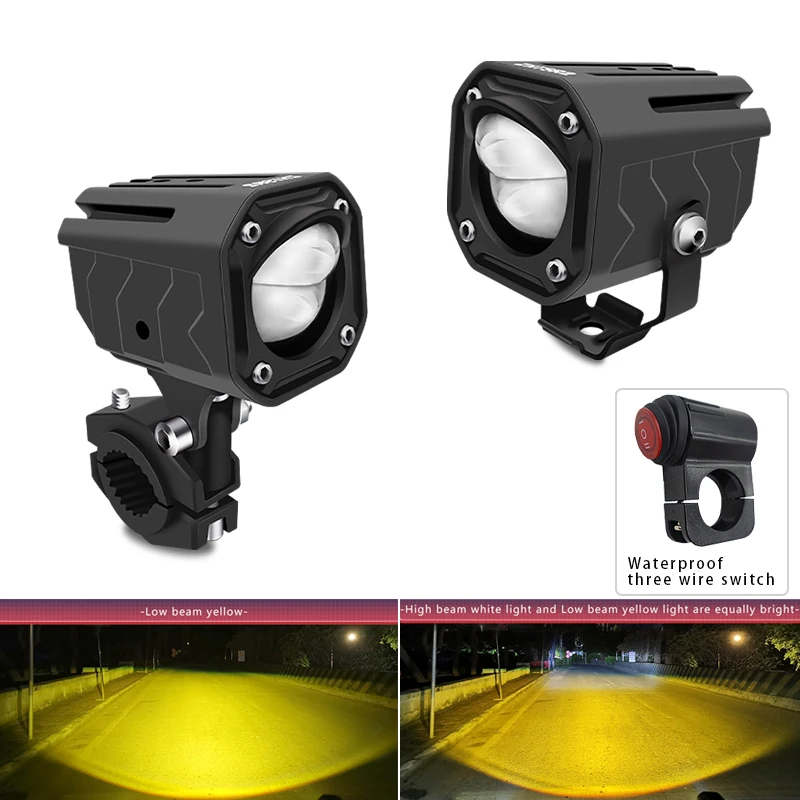 

Motorcycle Fog Light Auxiliary Lamp Kit LED Projector Lens Spotlight Offroad Driving Work Lights for Electric Bike Truck SUV ATV