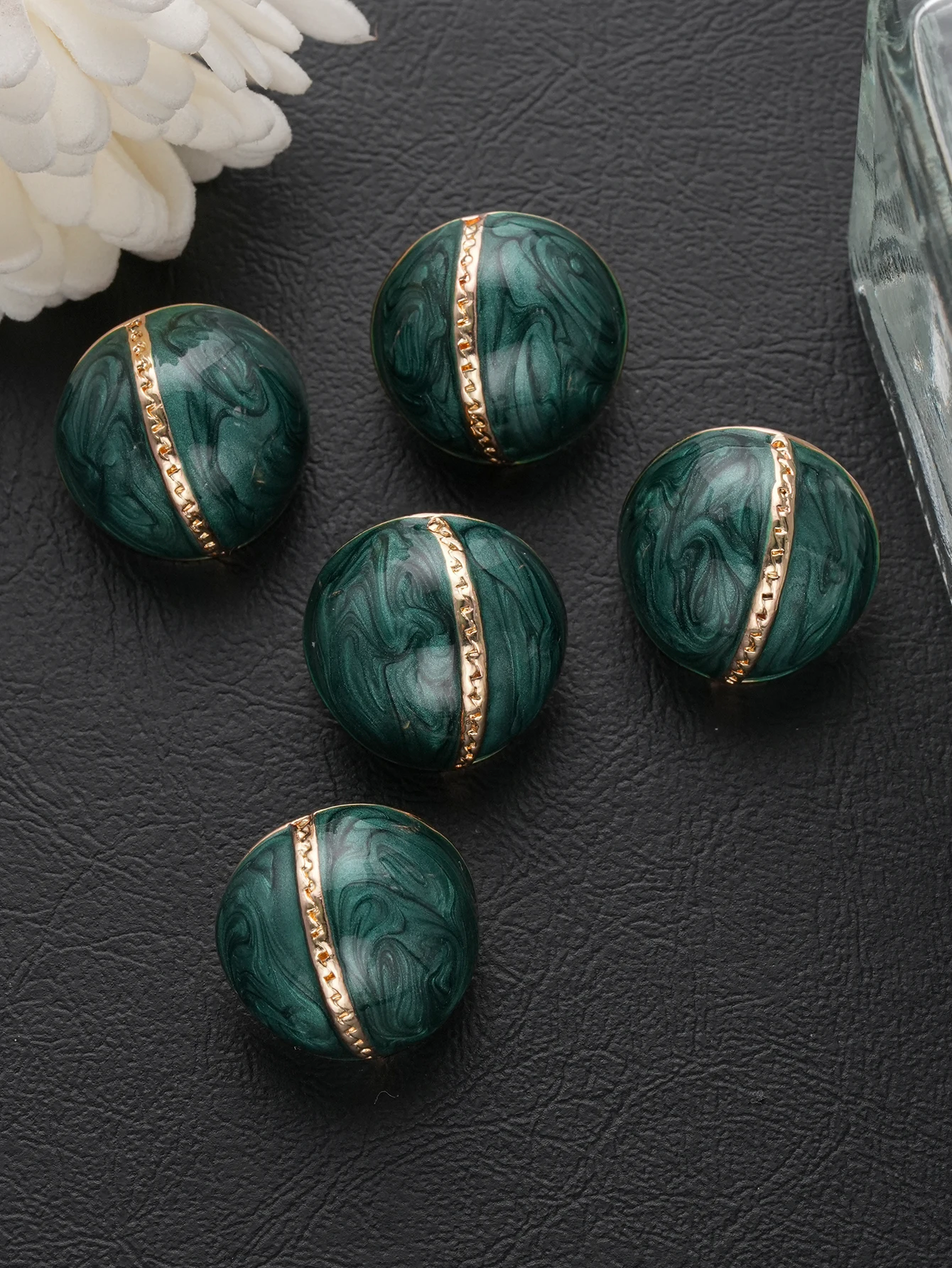 5pcs French Fade Marble Pattern Buttons for Coat Suit Replacement Metal Buckles Elegant Classy Upgrade for Clothing Accessories