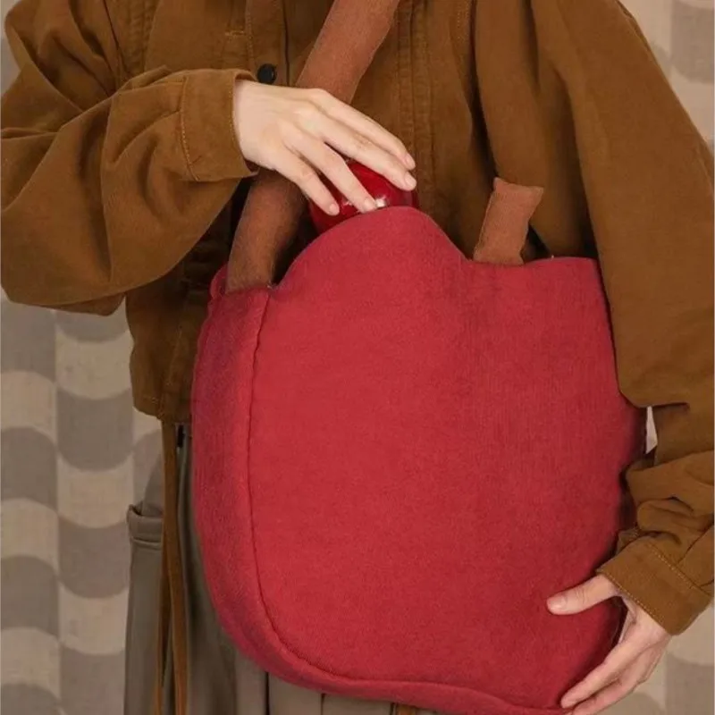 

JIAERDI Red Apple Shape Handbag Women Large Capacity Minimalist Shoulder Bags Ladies Fun Personality Creative Underarm Bag 2025