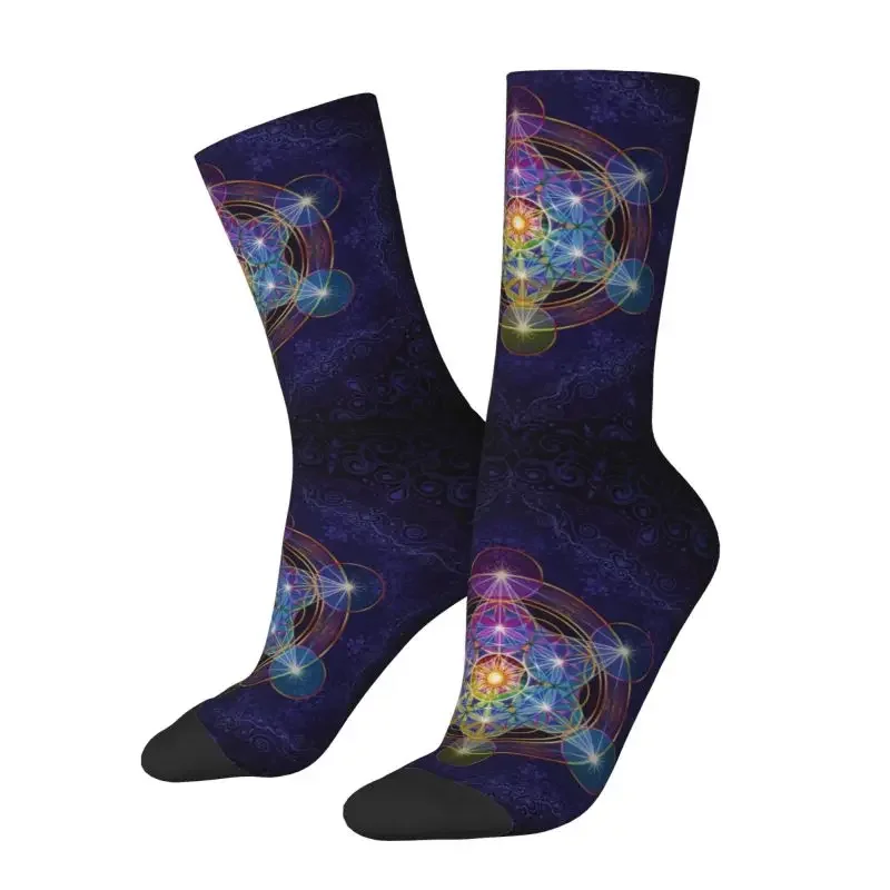 Metatron's Merkabah Men Women Crew Socks Unisex Fashion Flower of Life Spring Summer Autumn Winter Dress Socks