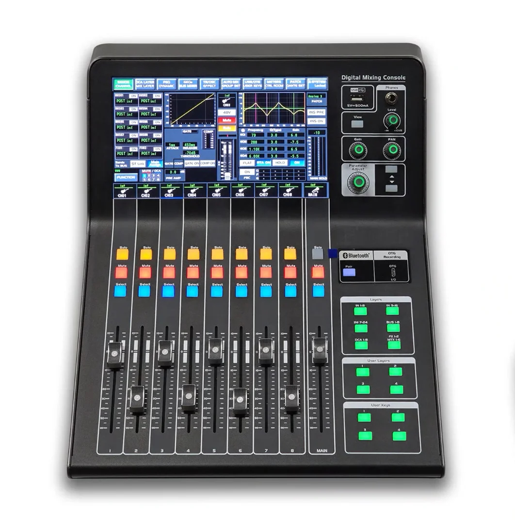 16-Channel Professional Metal Audio RTA Mixer Console 31 Segment GEQ 96KHz 2FX Optional DANTE32S Stage Box Extension