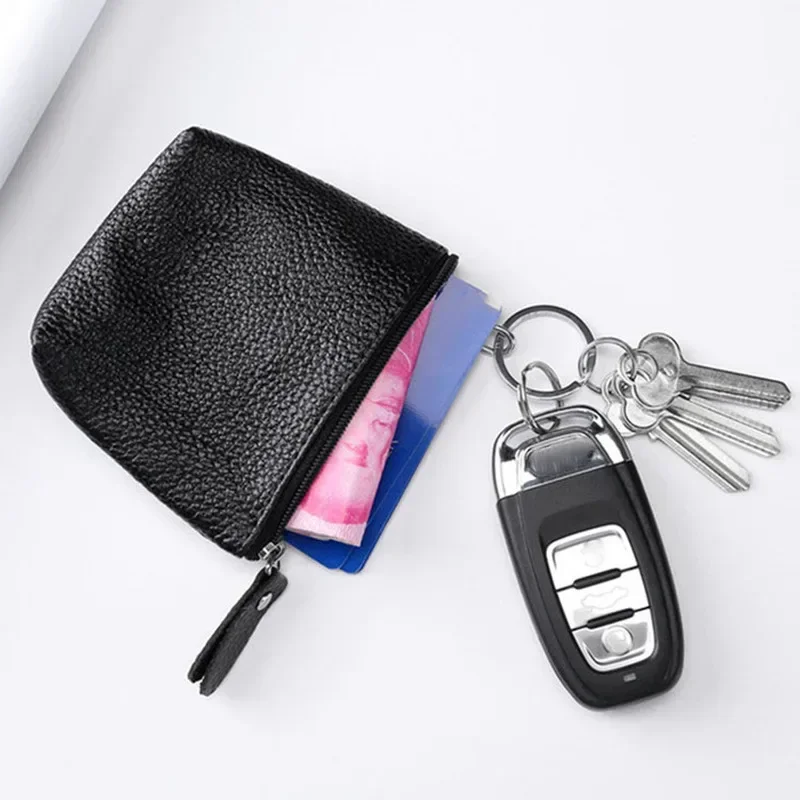 Small Girl  Coin Purse Bags Genuine Leather Vintage Key Card Coin Earphone Holder Pouch for Women Men Mini Wallet Purse