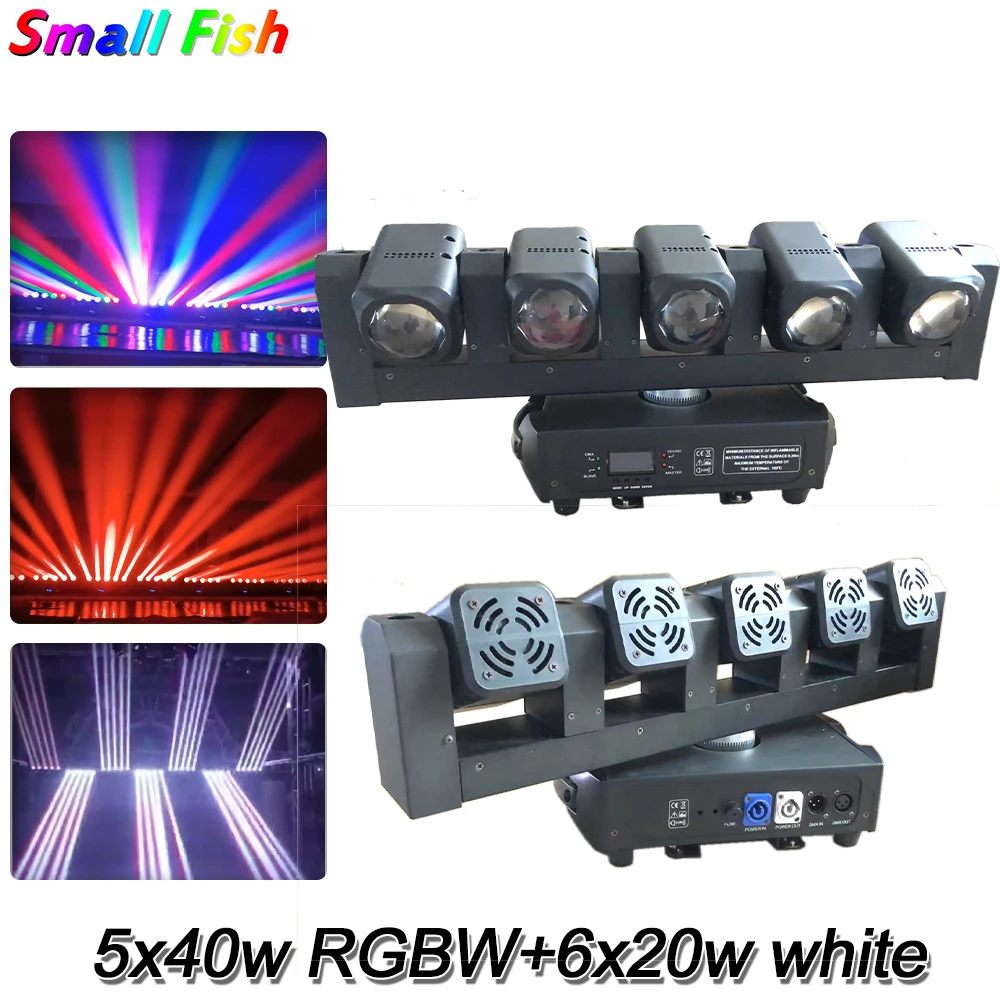 

LED 5x40w RGBW Moving Head 6x20w White Light Strip Beam Strobe Professional Stage Lighting Party Events DJ Disco Lamp