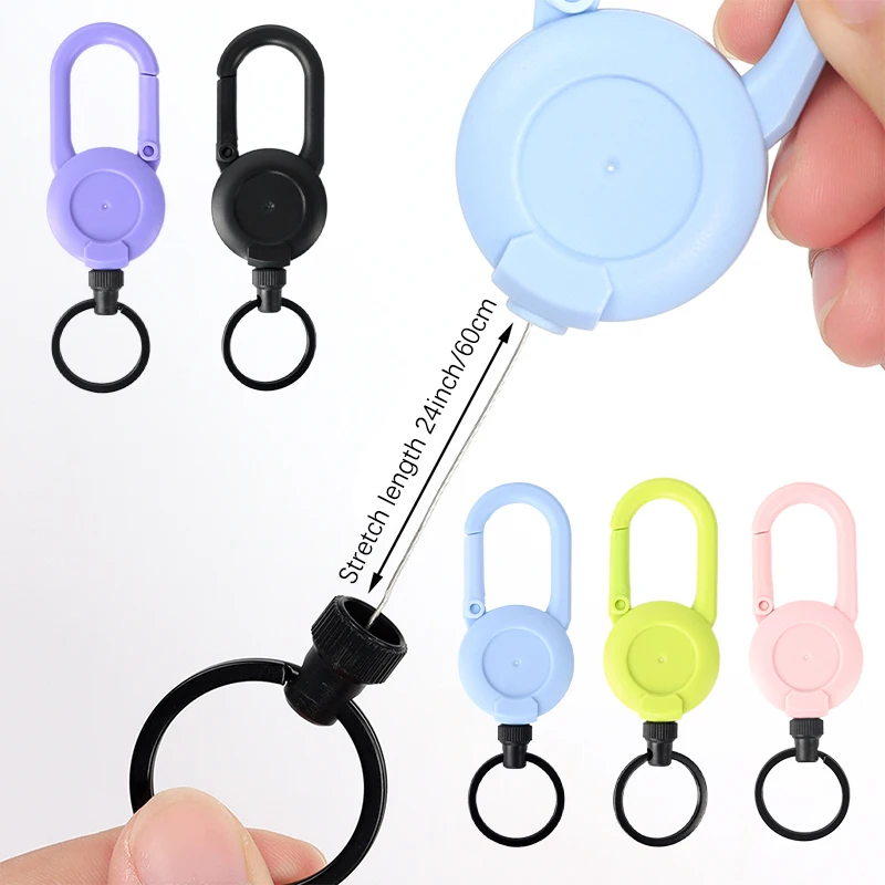 1PCS Antitheft Easy-to-pull Buckle Rope Elastic Keychain Automatic Retractable Wire Rope Sporty Retractable Key Ring