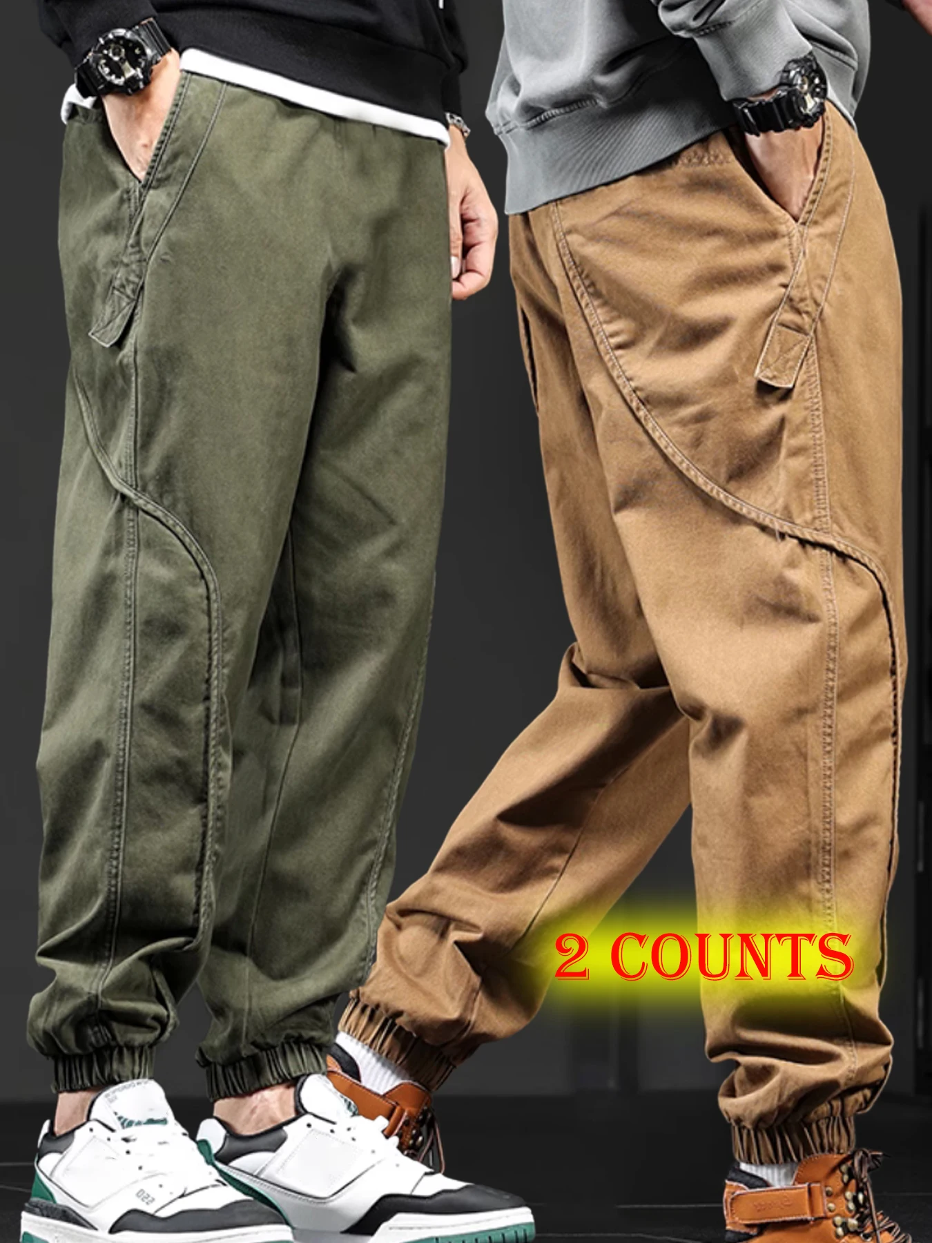 

Men Loose Fit Cargo Pants Male Fashion Summer New Style Work Versatile Pocket Casual Elastic Waist Long Trousers Large Size