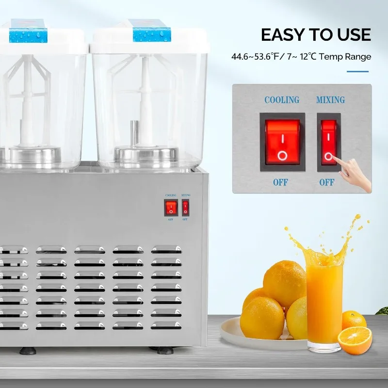 موزع المشروبات التجارية ROVSUN 14.4 Gal/54L، من الفولاذ المقاوم للصدأ مع وحدة تحكم ترموستات لحفلات البار والمطعم المنزلي