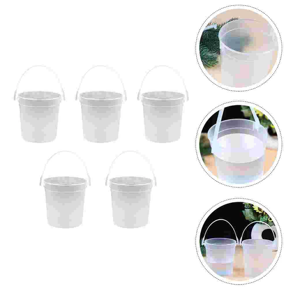 

5 PCS Transparent Bucket Without Lid Painting Buckets Puzzles Storage Brush Tools Ice Oil Pencil Washer Round PP Beach Toys