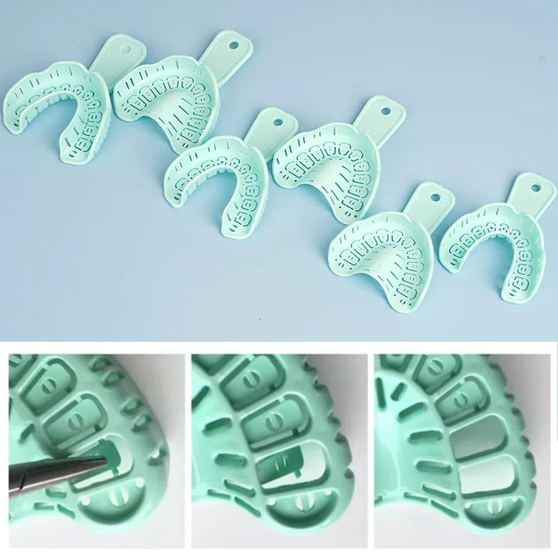 6pcs Dental Implant Tray Full Mouth Impression Trays Removable Partial Mold S/M/L