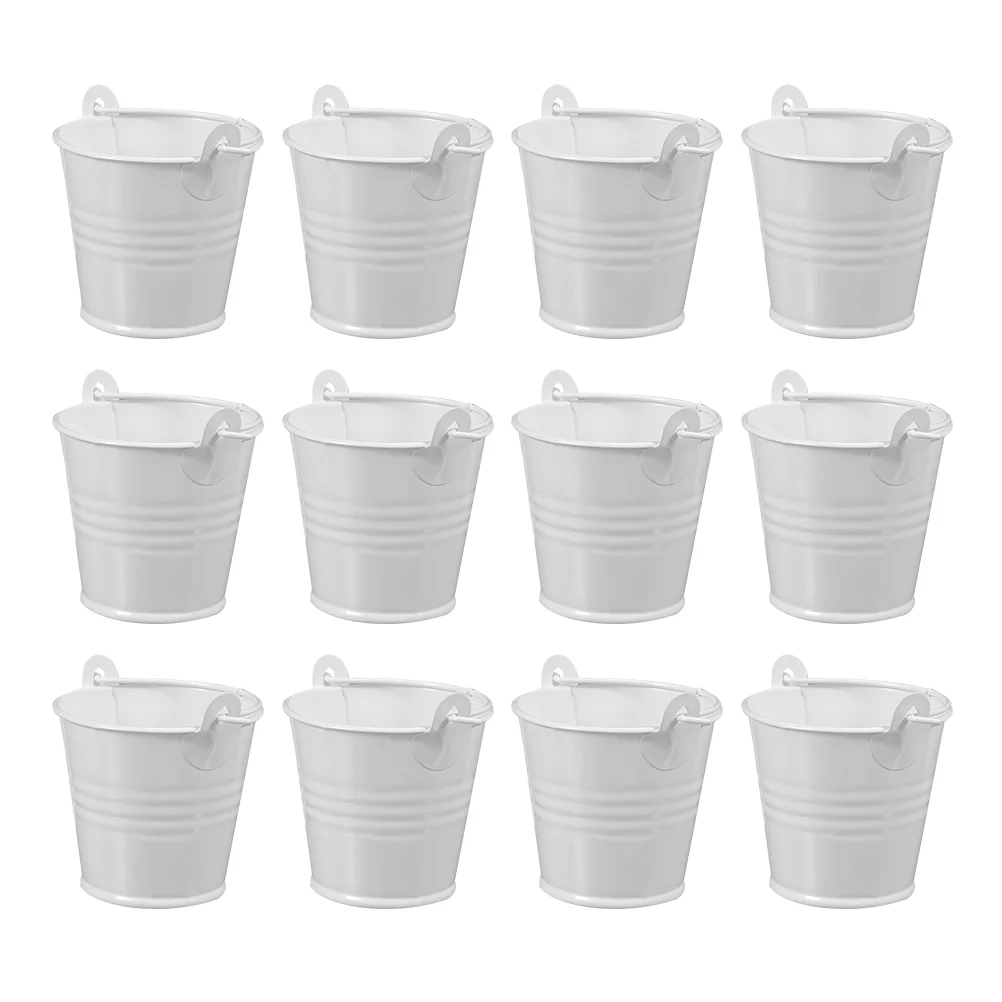 12 Pcs Small Iron Bucket Flower Pot Cache Pots Garden and Plant Stand Planters for Home Multifunction Wedding Metal Cube