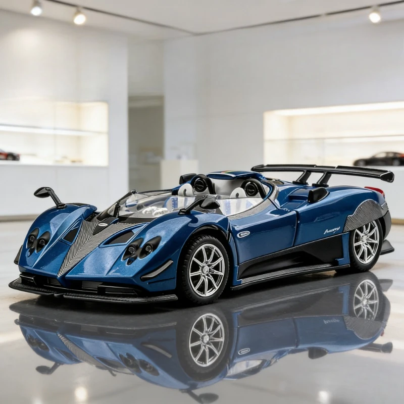 

1:24 Pagani Zonda HP Barchetta литая под давлением модель спортивного автомобиля из сплава со звуком и светом, имитация гоночного автомобиля, игрушка для детей 14+