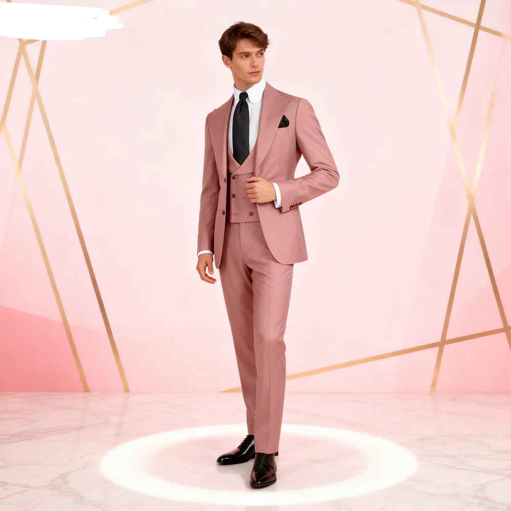 

Мужской однотонный белый смокинг из трех предметов с лацканами и карманом для дня рождения, свадьбы, офисной рабочей куртки