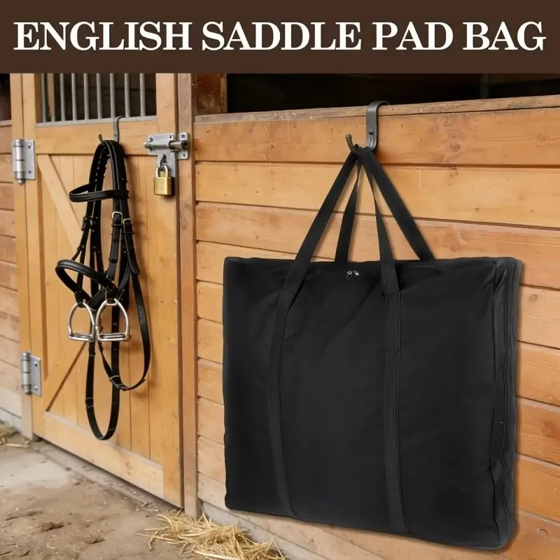 Saddle Pad Storage Bag Thick Oxford Cloth Double‑Layer Separated Design Wear‑Resistant Black Equestrian Saddle Pad Organizer