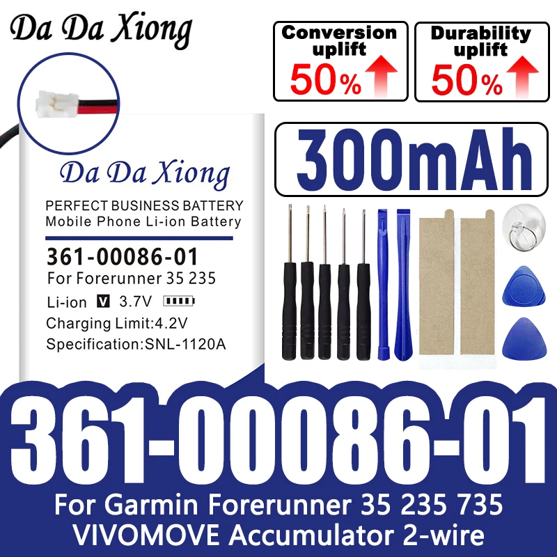 

High Quality Battery 361-00086-01 (300mAh)For Garmin Forerunner 35 235 735xt Watch Battery + Tools