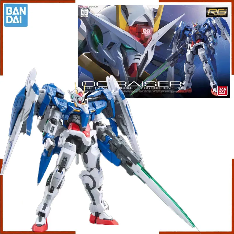 Bandai oryginalny GUNDAM Model Anime RG 1/144 OO RAISER figurka montaż zabawki modele ozdoby kolekcjonerskie prezenty dla dzieci