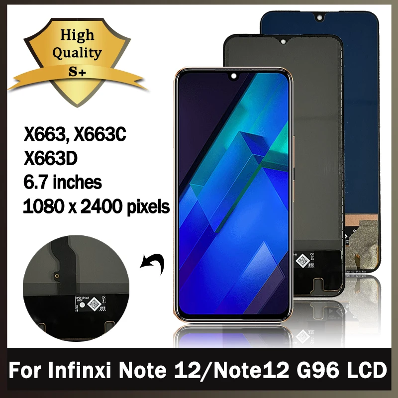 Digitador Original do Painel de Toque da Tela Nota 12 do Infinix G96 Lcd X663 X663c X663d 67”