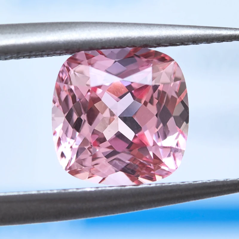 Lab Grown Sapphire Square Cushion Sunrise Pink Color VVS1 Selectable AGL Certificate Charms Beads Diy Jewelry Making Materials