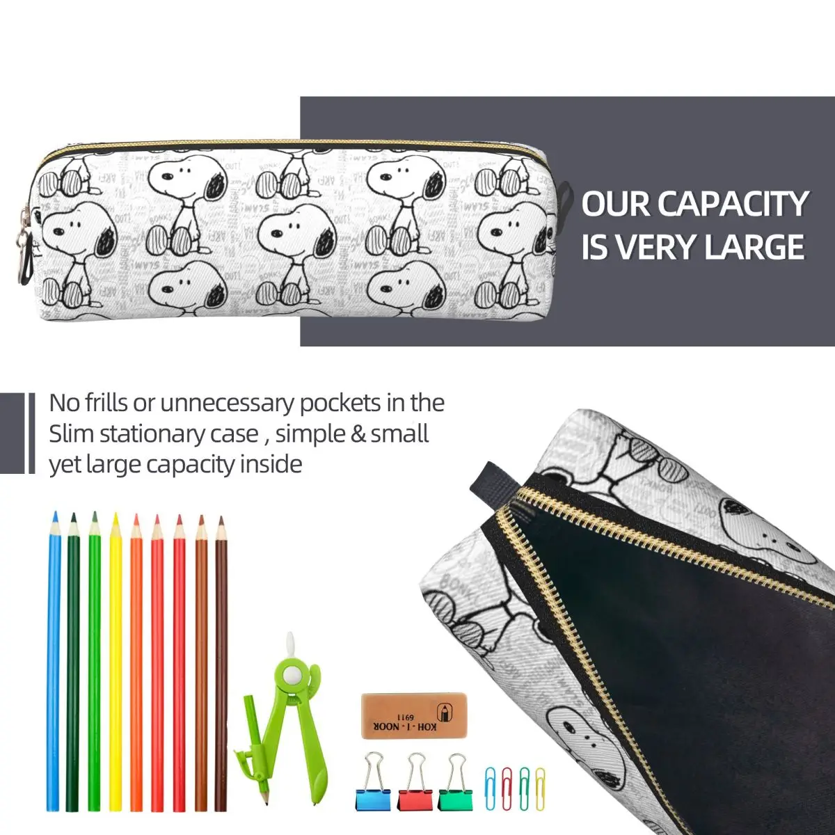 Classic Snoopy Peanuts Pencil Case Cartoon Pencilcases Pen Kids Large Storage Bag Office Gift Stationery
