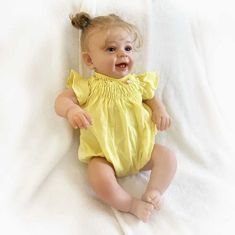 NewbornESdolly 23inch Baby Toddler Doll Reborn Girl Lifelike Soft Touch  Skin Art Doll with Hand Rooted Hair