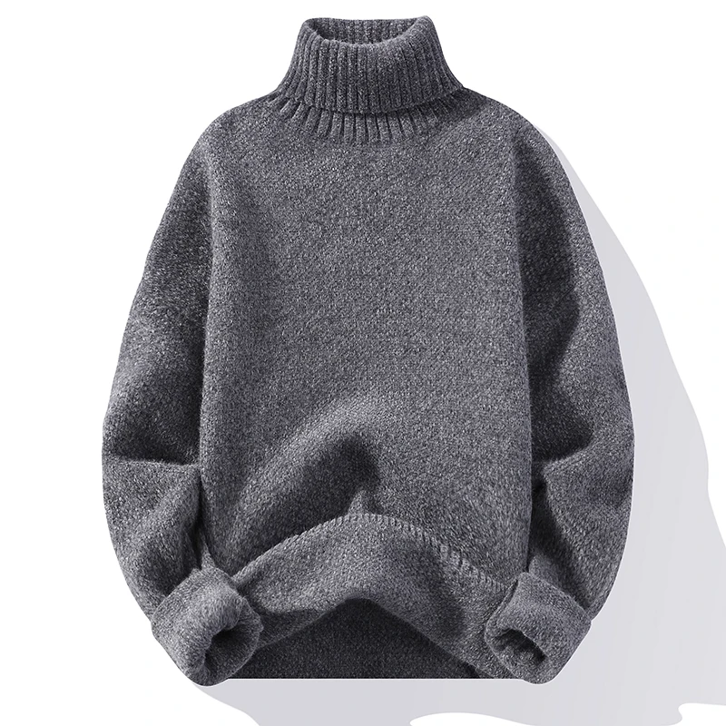 

Men's Fashion Autumn Winter New Solid Color Thicken Warm Sweater Slim Casual Turtleneck Knitwear Pullovers Trend