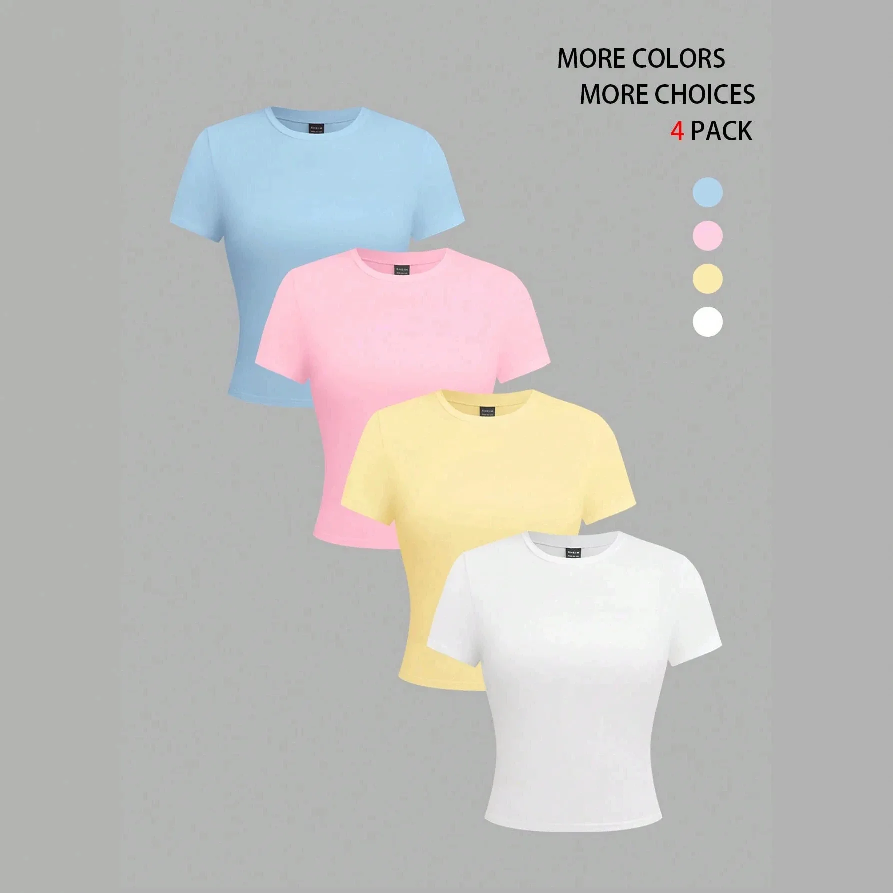 Women's Crop Top T-Shirt Summer Fashion Round Neck Short Sleeve Girl Blouses Tees