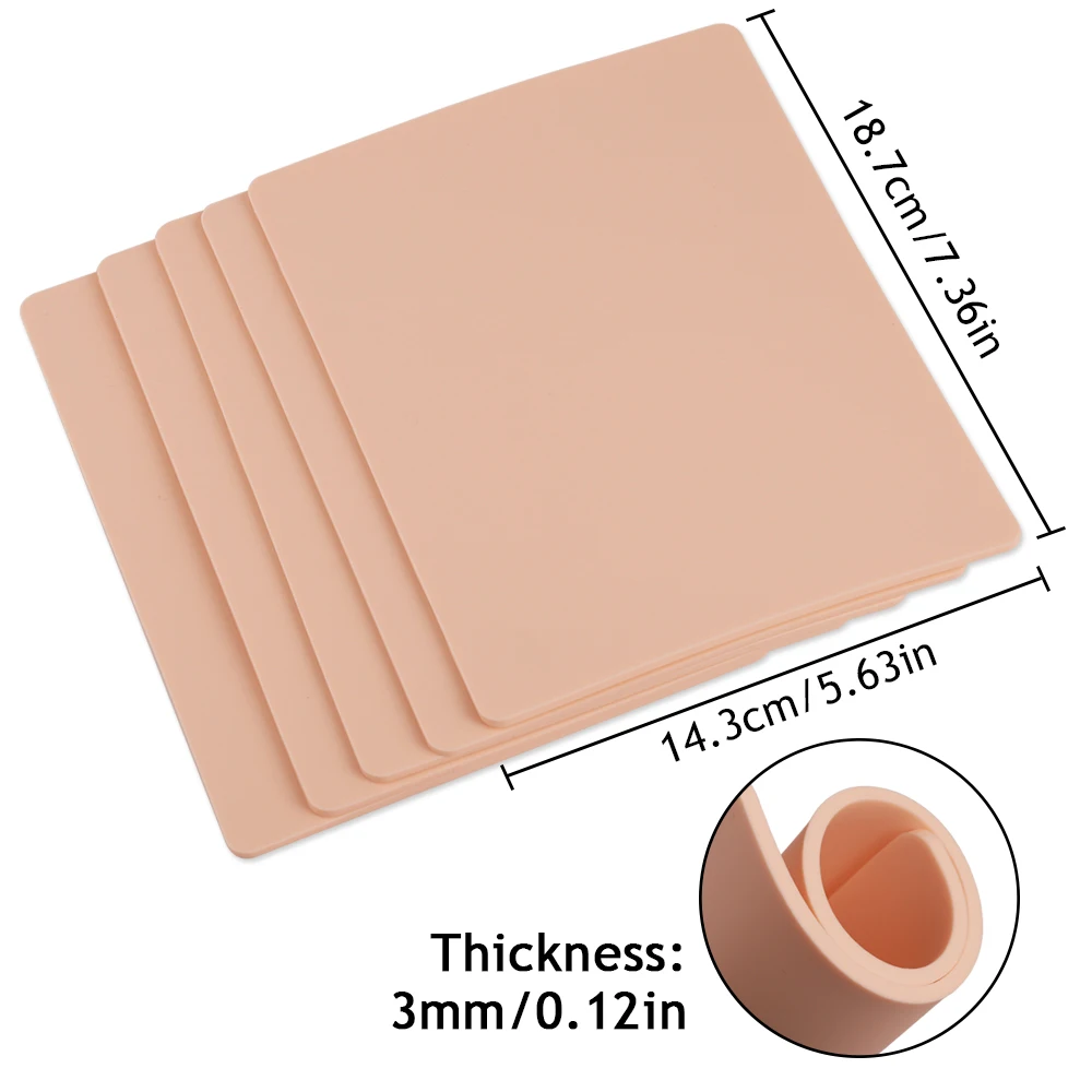 1/3/5/8/10/15PCS Tattoo Practice Skin 3MM Thick Blank Double Sides Silicone Fake Skin Beginner Practice Skin Accessories