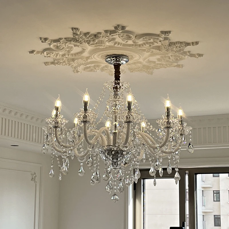French Retro Crystal Chandelier Home Decoration Living Room American Light Luxury Romantic Dining