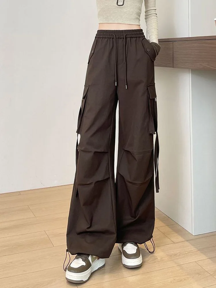 American Y2K Cargo Pant Women Harajuku Streetwear Hip Hop Trousers Casual Vintage Loose Big Pockets Bf High Waist Summer Pants