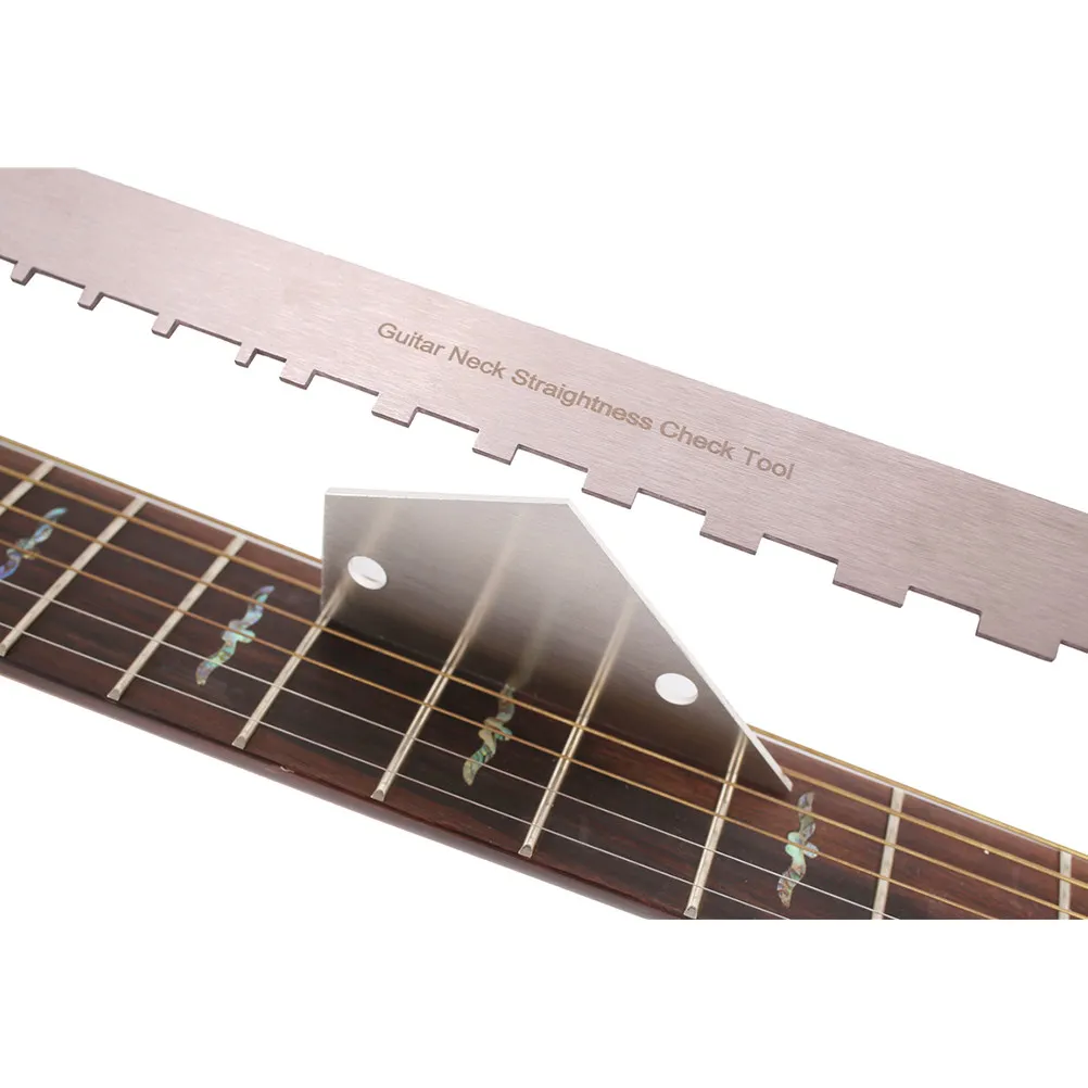 2Pcs Guitar Neck Leveling Ruler Notched Straight Fret Rocker Tool Guitar Bass Fret Level Luthier Tool Silver Sturdy Reliable