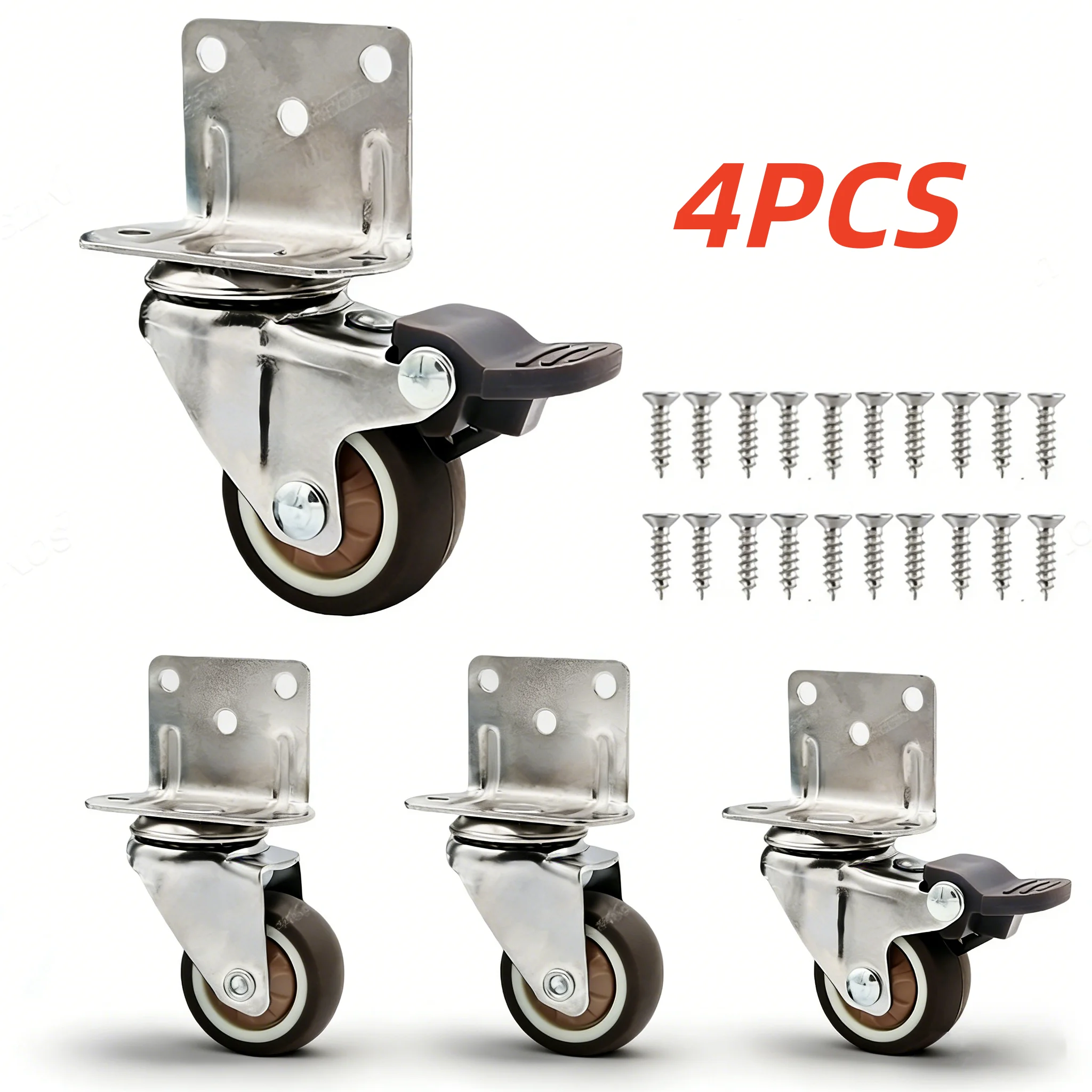 4 Teile/los Möbelrollen Heavy Duty Caster Schwenkplatte Caster L-förmige Gummi-Lenkrollen Langlebig Robust mit Bremsrolle