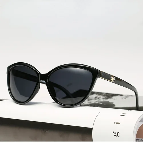 Gafas de sol de ojo de gato Retro de lujo para mujer, gafas de sol polarizadas con incrustaciones de cuero personalizadas, cara redonda de moda, resistentes a los rayos UV
