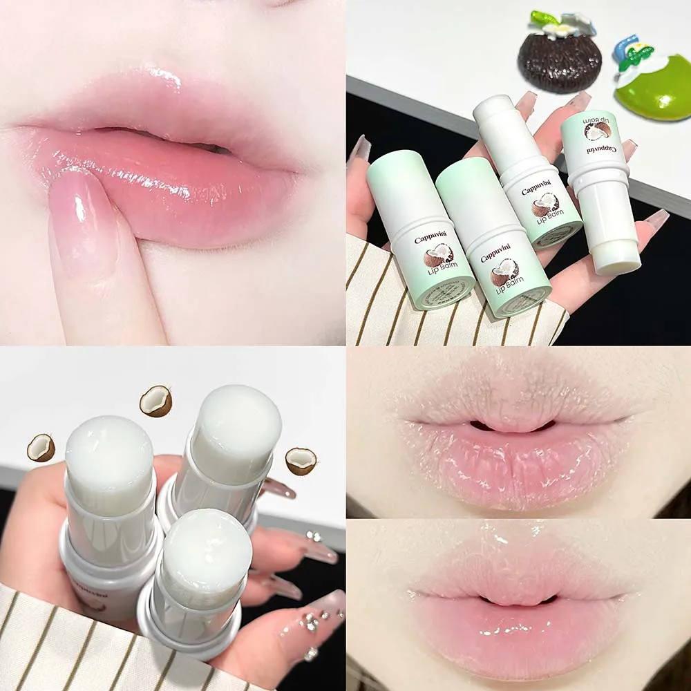 Cappuvini Coconut Lip Balm Moisturizing Hydrating Lip Care Stick Nourishing Glossy Lip Butter for Dry Chapped Lips Daily Makeup