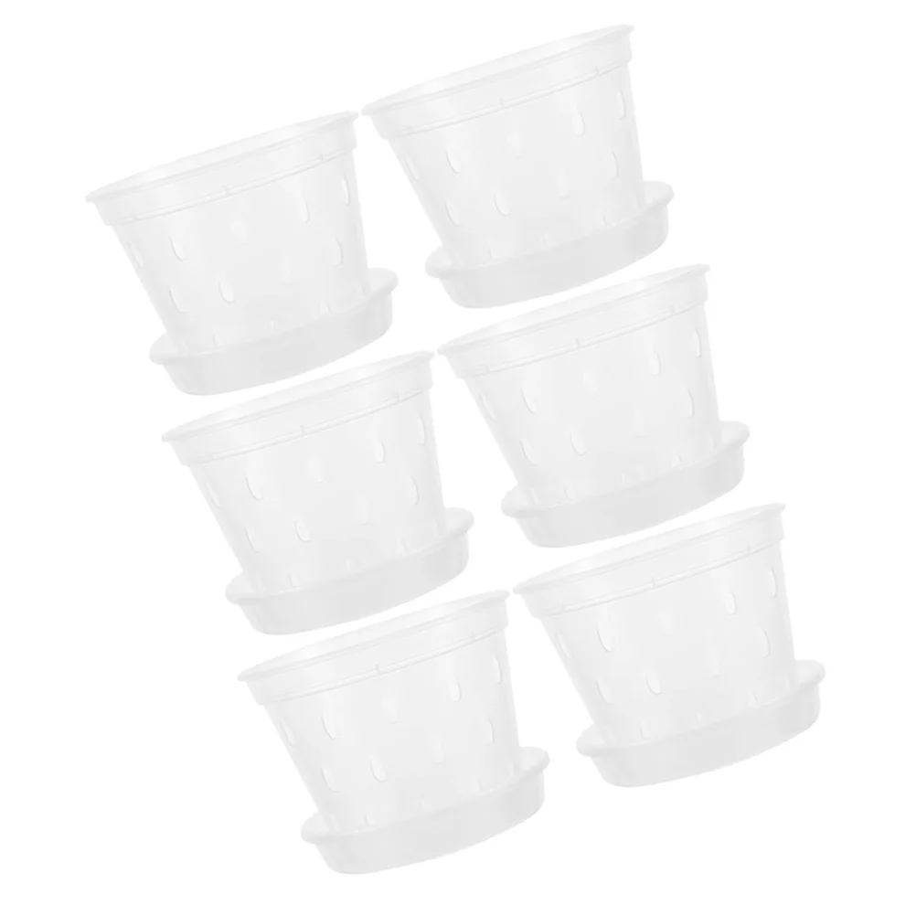 

6Pcs Clear Orchid Pots Transparent Plastic Drainage Holes Phalaenopsis Nursery Planters Indoor Outdoor Flowerpot