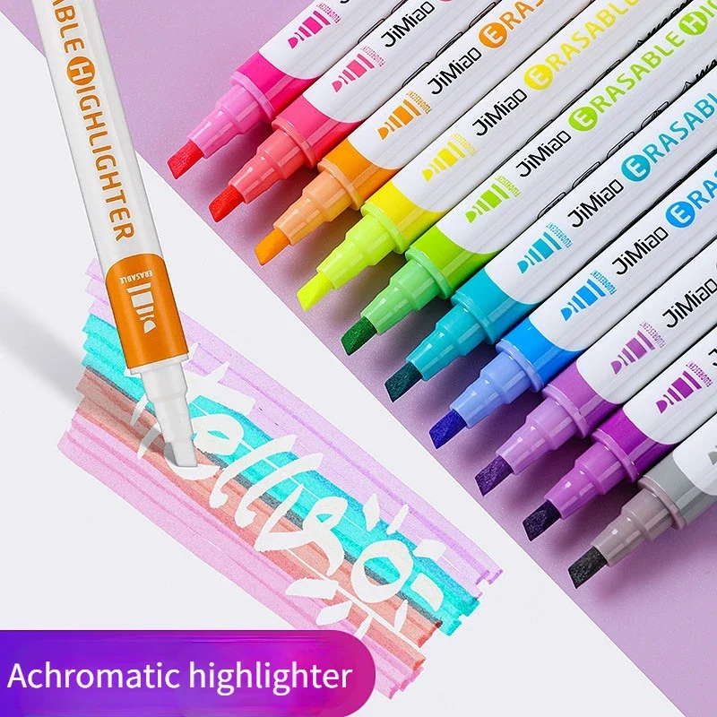 

10 Colors Double Head Achromatic Highlighter Set Fine Art Painting Poster Manual Ledger Creation with Erasable Marker Pen