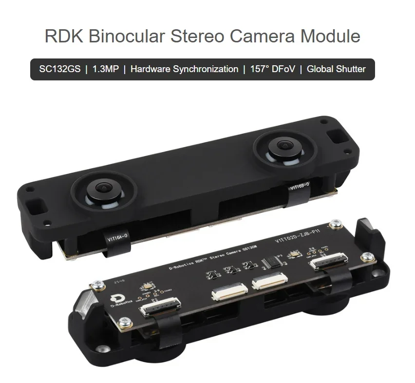 SC132GS Binocular Stereo Camera Module, Global Shutter, 157° DFoV, Dual 1.3MP Cameras, Suitable for RDK X5