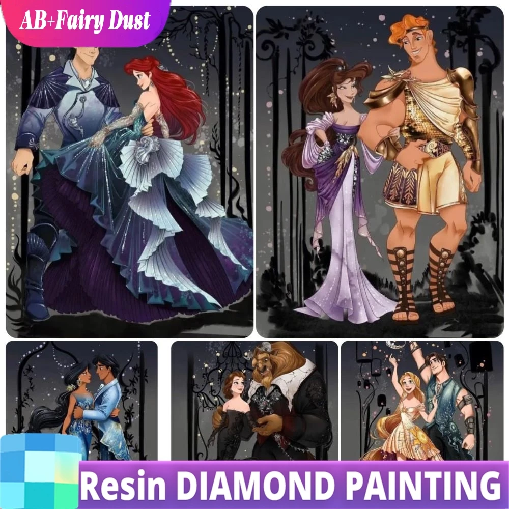 Resin AB Fairy Dust Disney Princess Prince Diamond Painting DIY Fantasy Cartoon  Art Mosaic Embroidery Cross Stitch Home Decor