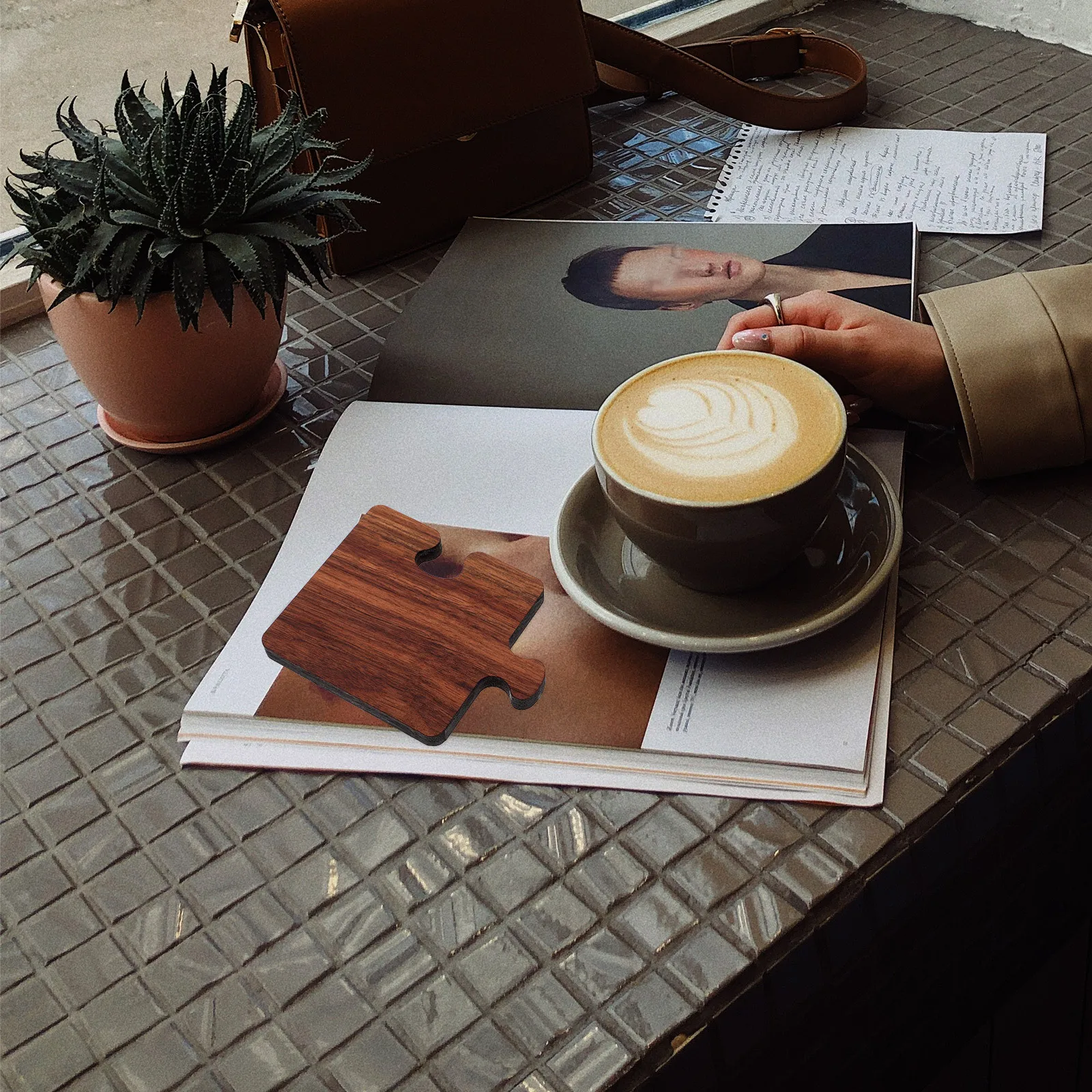 4 قطعة قواعد أكواب الشاي الخشبية معزولة مقاومة للحرارة الملمس الطبيعي تصميم بسيط ديكور مهرجان الملحقات #6