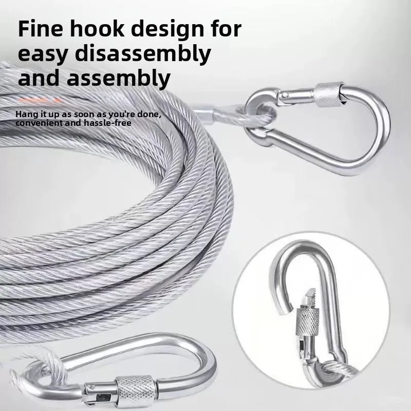 Extra Thick Long Coated Steel Wire Clothesline Dog Leash Pet Tether Rope Heavy Duty